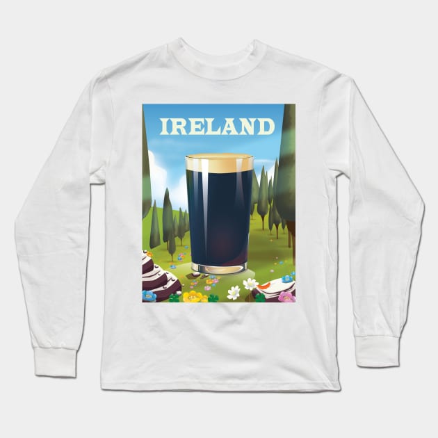 Ireland pint landscape Long Sleeve T-Shirt by nickemporium1